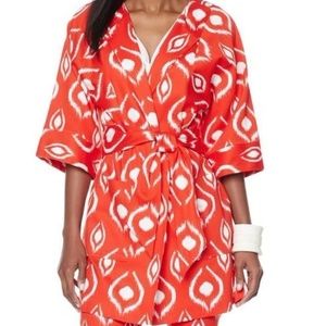 N Natori Ikat Printed Pique Belted Topper